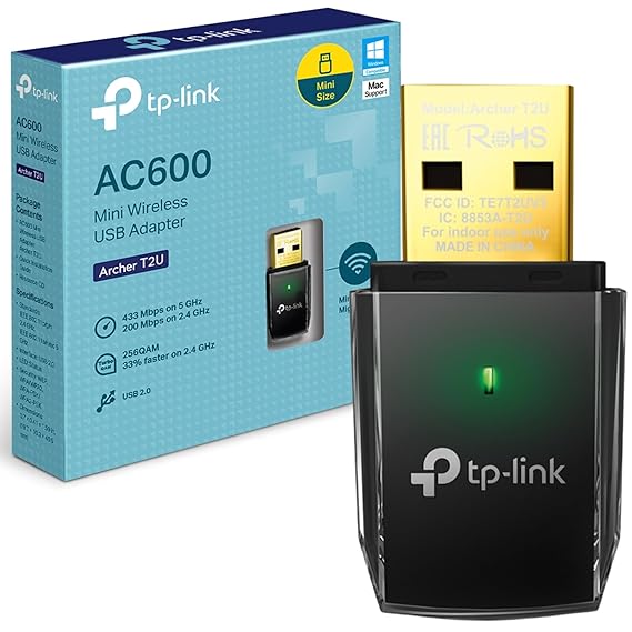 TP-Link Archer T2U AC600 USB 2.0, 433 Mbps WiFi Wi-Fi Speed Wireless Dual Band adapter - USB ADAPTER WIFI by Tp-Link
