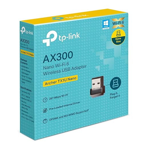 TP-Link Archer TX1U Nano AX300 Wi-Fi 6 Wireless USB Adapter, 300 Mbps, - USB ADAPTER WIFI by Tp-Link