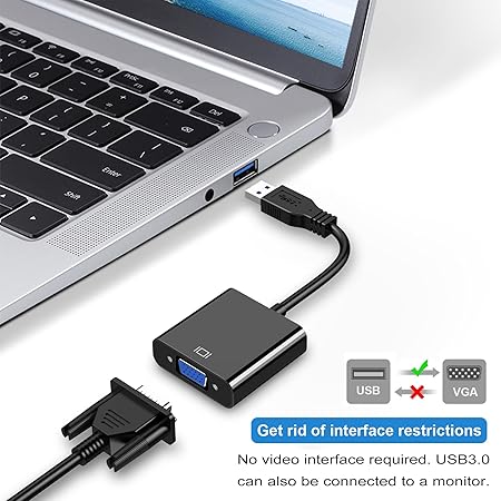 USB 3.0 to VGA (Supports USB 2.0): - Cable & Connector by OEM