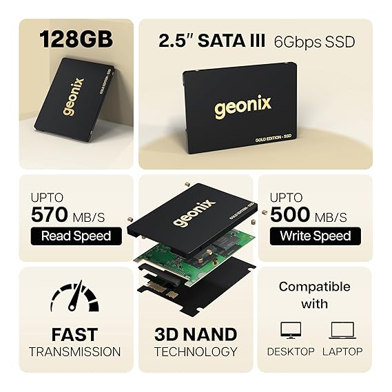 GEONIX SATA 2.5" 128GB Internal Solid State Drive 6Gb/s - Storage by Geonix