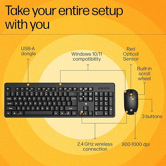 HP KM200 Wireless Keyboard and Mouse Combo - Image 3